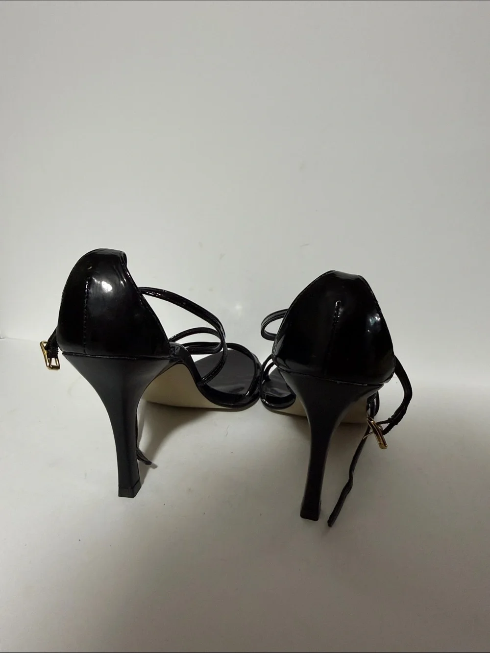 Nine West Black Patent Strappy Stiletto Sandals